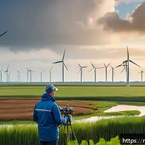 Home 17 지구과학자 해외 취업 기회 - A professional geoscientist operating a high-tech drone over a Dutch coastal wetland, capturing deta...